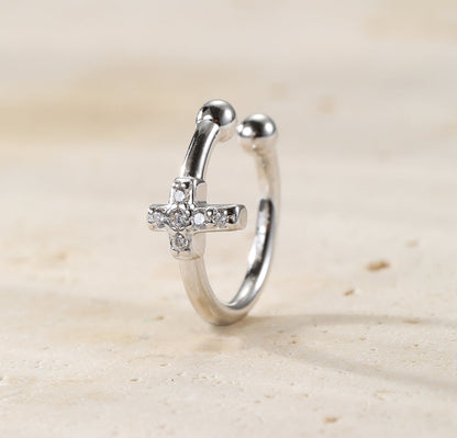 Cross Ear Cuff Sterling Silver