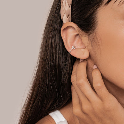 Cross Ear Cuff Sterling Silver
