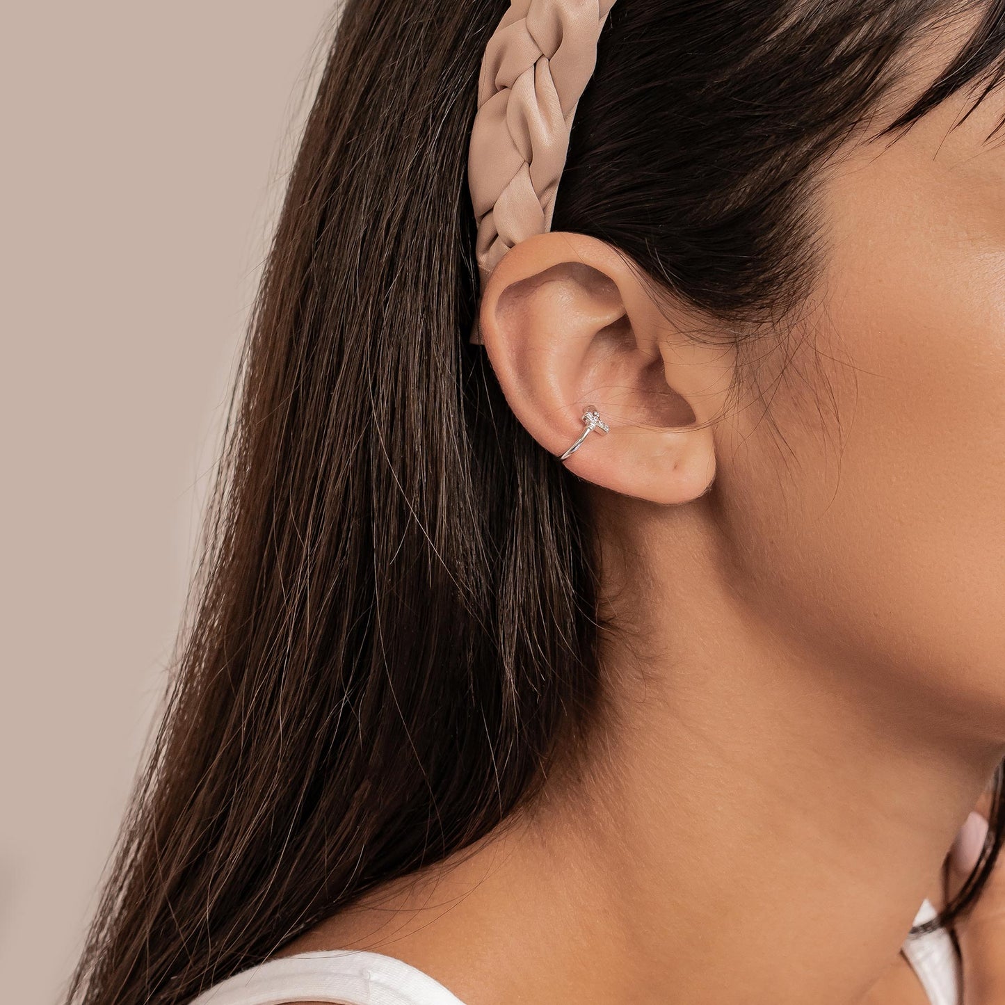 Cross Ear Cuff Sterling Silver