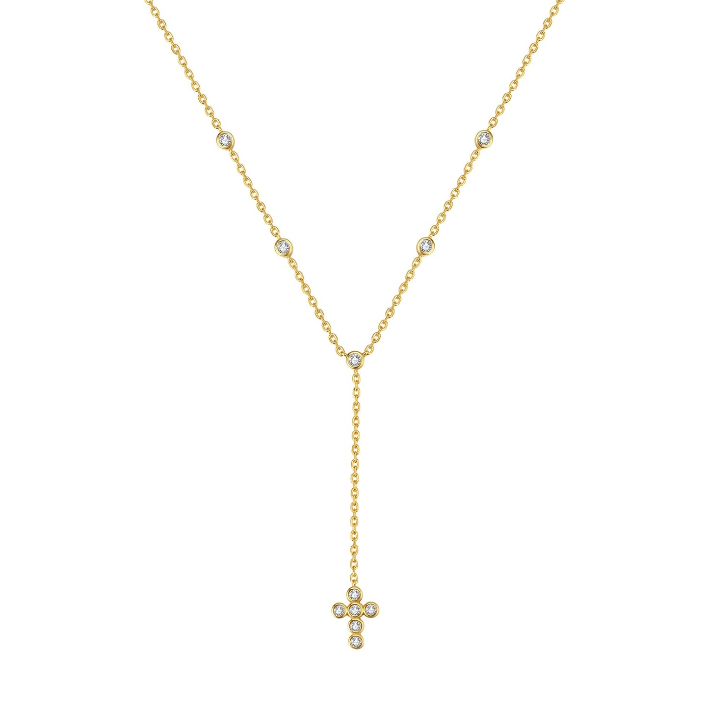 Cross Y Lariat Necklace Sterling Silver