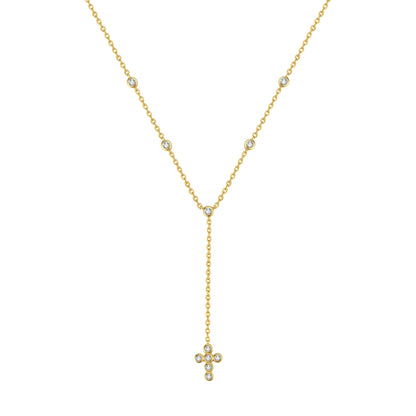 Cross Y Lariat Necklace Sterling Silver