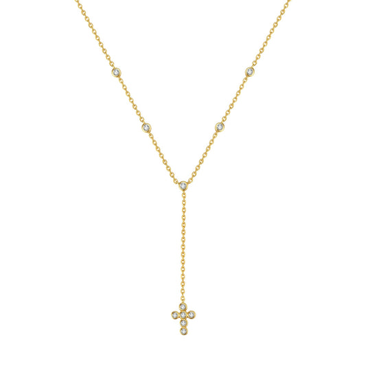 Cross Y Lariat Necklace Sterling Silver