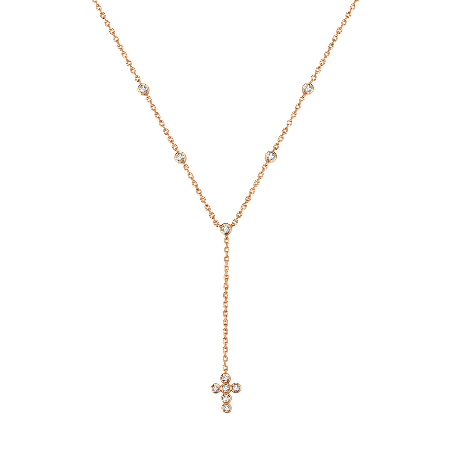 Cross Y Lariat Necklace Sterling Silver