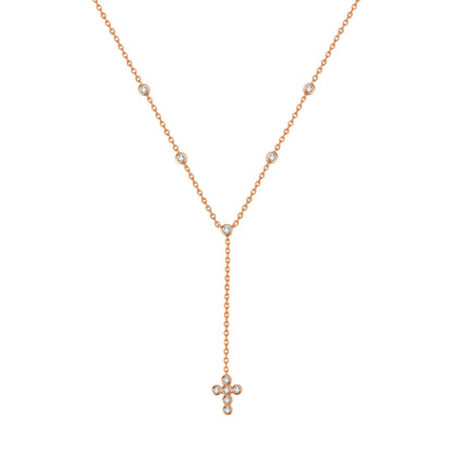 Cross Y Lariat Necklace Sterling Silver