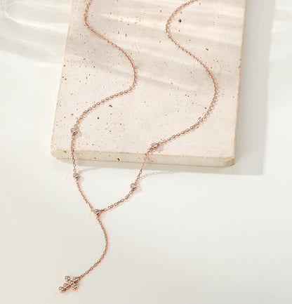 Cross Y Lariat Necklace Sterling Silver