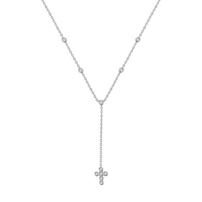 Cross Y Lariat Necklace Sterling Silver