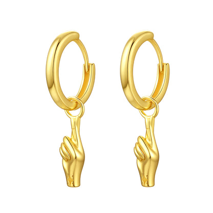 Crossed Fingers Huggie Earrings Sterling Silver