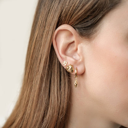 Crossed Fingers Huggie Earrings Sterling Silver