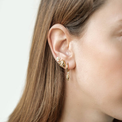 Crossed Fingers Huggie Earrings Sterling Silver