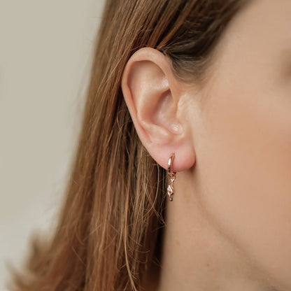 Crossed Fingers Huggie Earrings Sterling Silver