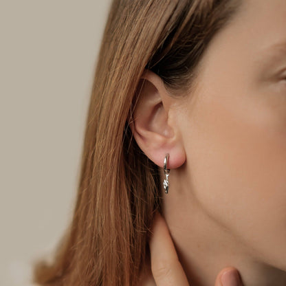 Crossed Fingers Huggie Earrings Sterling Silver