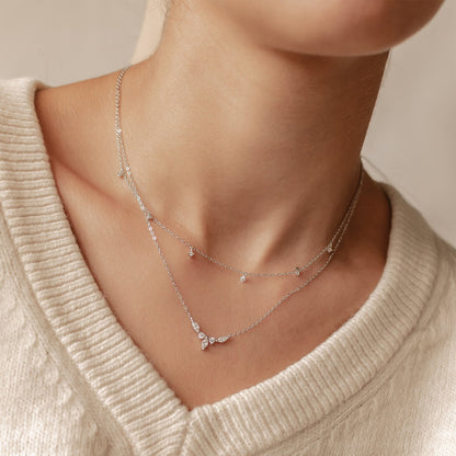 Crown and Gemstone Charm Necklace Set Sterling Silver