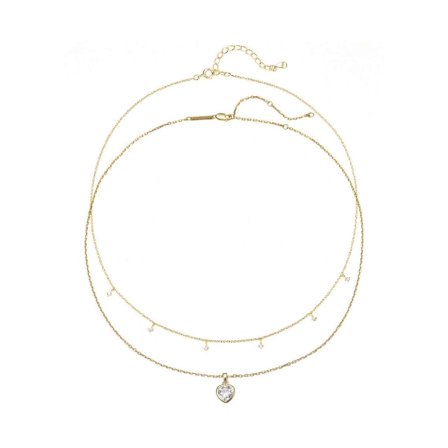 Crystal Heart Necklace Set Sterling Silver