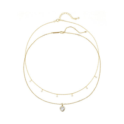 Crystal Heart Necklace Set Sterling Silver