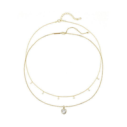 Crystal Heart Necklace Set Sterling Silver