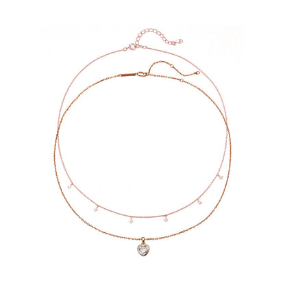 Crystal Heart Necklace Set Sterling Silver