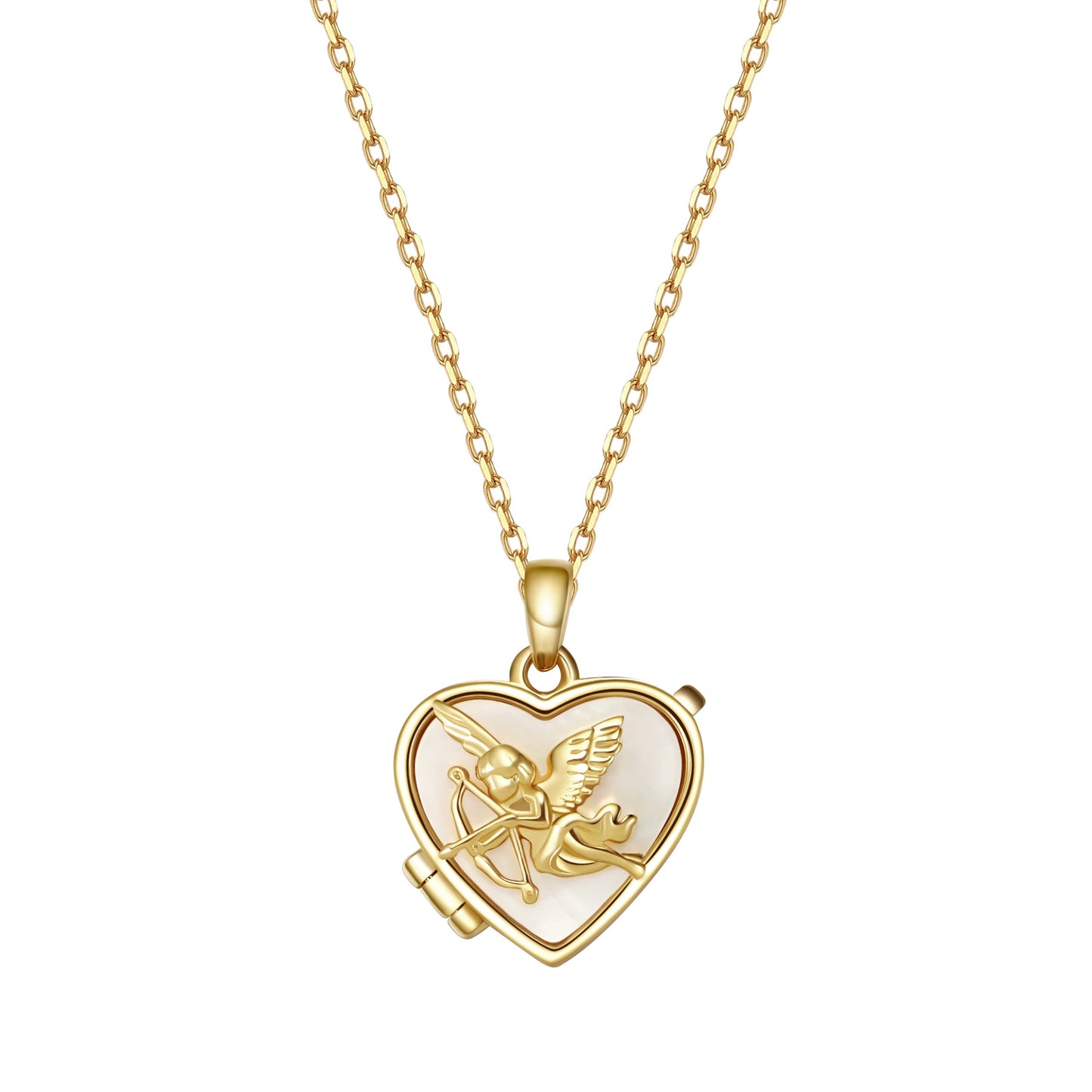 Cupid Heart Locket Necklace Sterling Silver