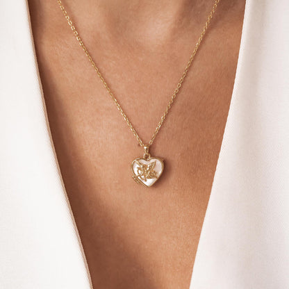 Cupid Heart Locket Necklace Sterling Silver