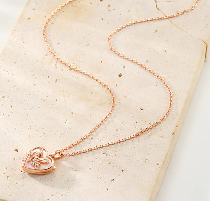 Cupid Heart Locket Necklace Sterling Silver