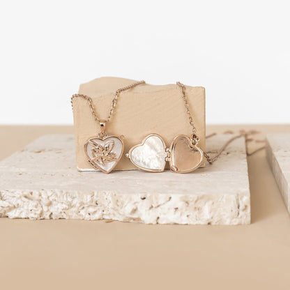 Cupid Heart Locket Necklace Sterling Silver