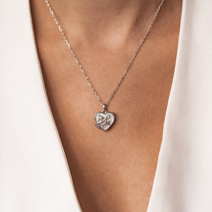 Cupid Heart Locket Necklace Sterling Silver