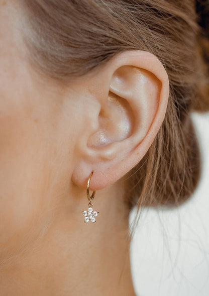 Floweret Huggie Earrings Sterling Silver Gold