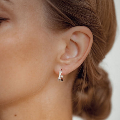 Criss Cross Hoop Gemstones Earrings Sterling Silver