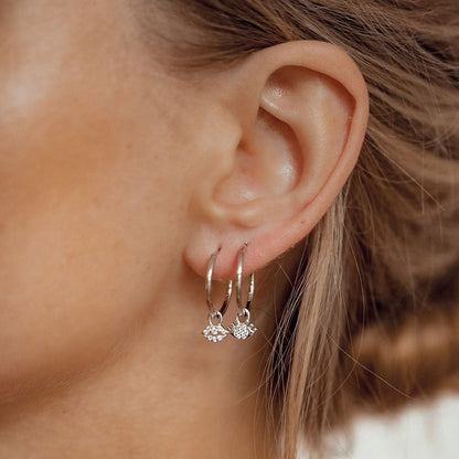 Eyes and Lips Charm Hoop Earrings Sterling Silver