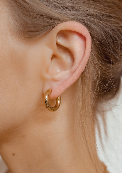 Small Round Hoop Earrings Gold