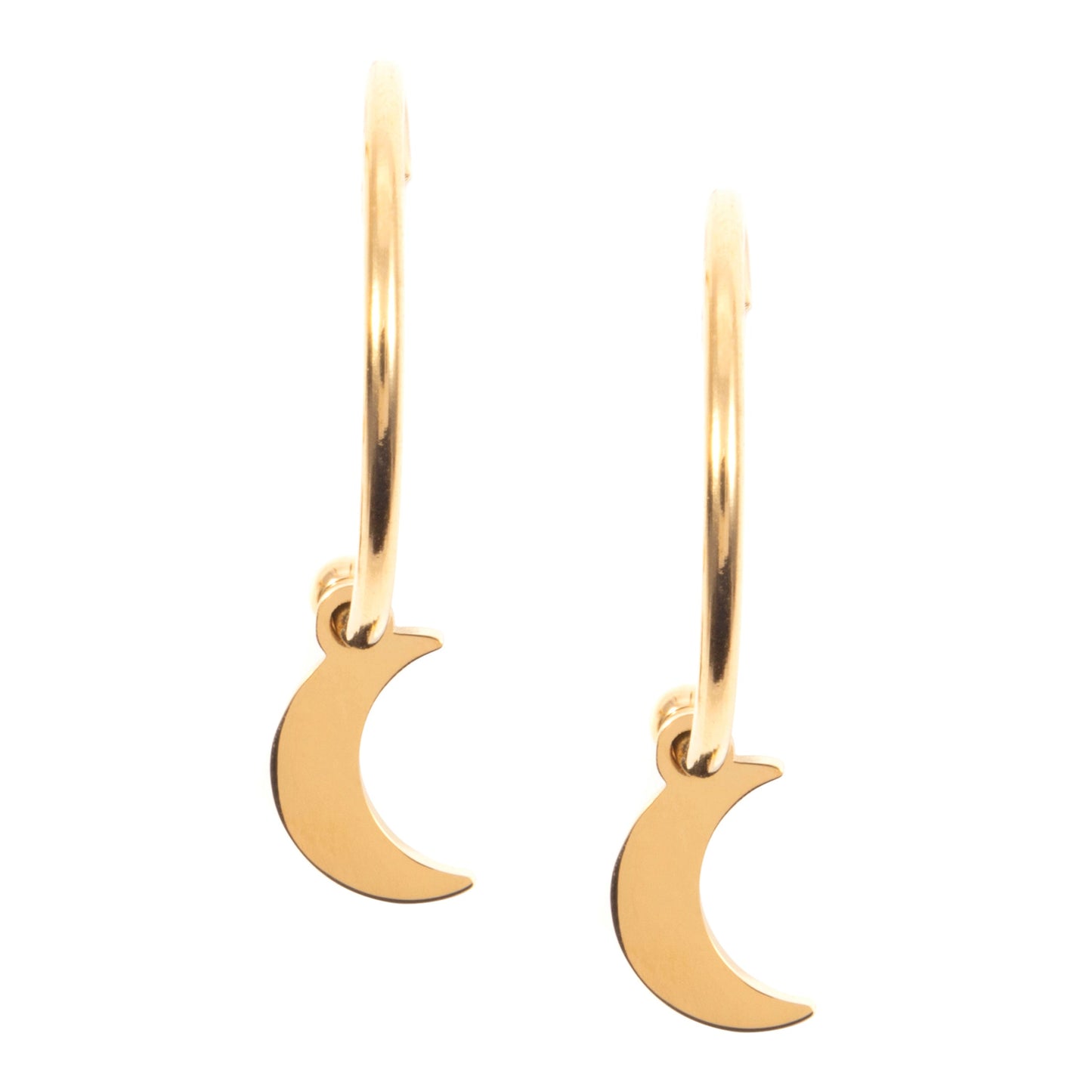 Moon Hoop Earrings Rose Gold