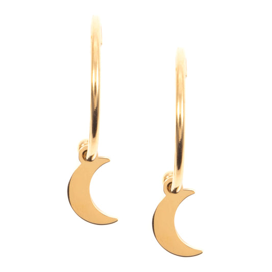 Moon Hoop Earrings Rose Gold