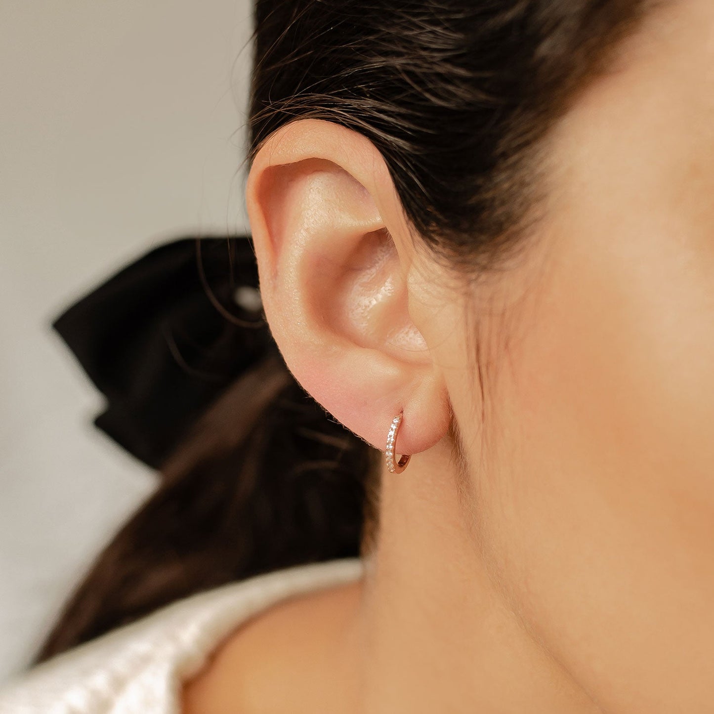 Clear Stone Huggie Earrings Sterling Silver Gold