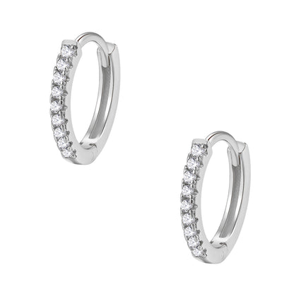 Clear Stone Huggie Earrings Sterling Silver Gold