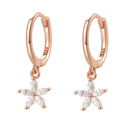 Gemstone Daisy Huggie Earrings Sterling Silver