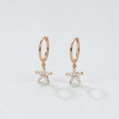 Gemstone Daisy Huggie Earrings Sterling Silver