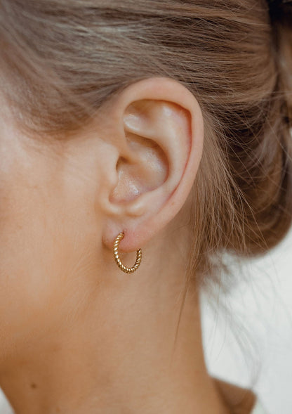 Twisted Hoop Earrings Sterling Silver Gold