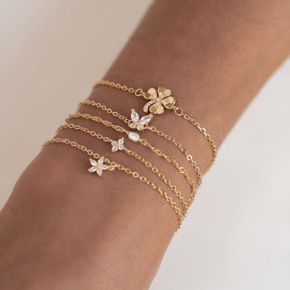 Daisy Pendant Chain Bracelet Sterling Silver Gold