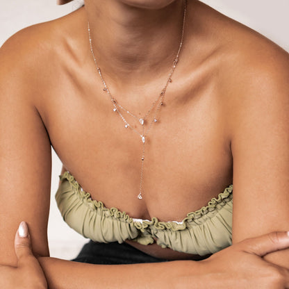 Dazzle Double Chain Y Necklace Sterling Silver