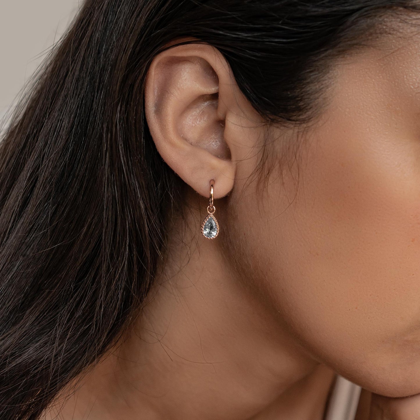 December Blue Topaz Birthstone Hoop Earrings Sterling Silver