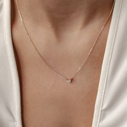 Devotion Diamond Heart Pendant Necklace 14K Gold