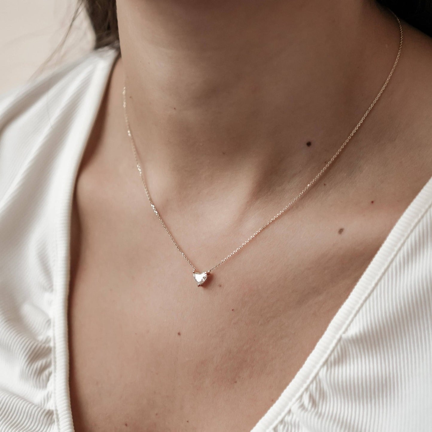 Devotion Diamond Heart Pendant Necklace 14K Gold