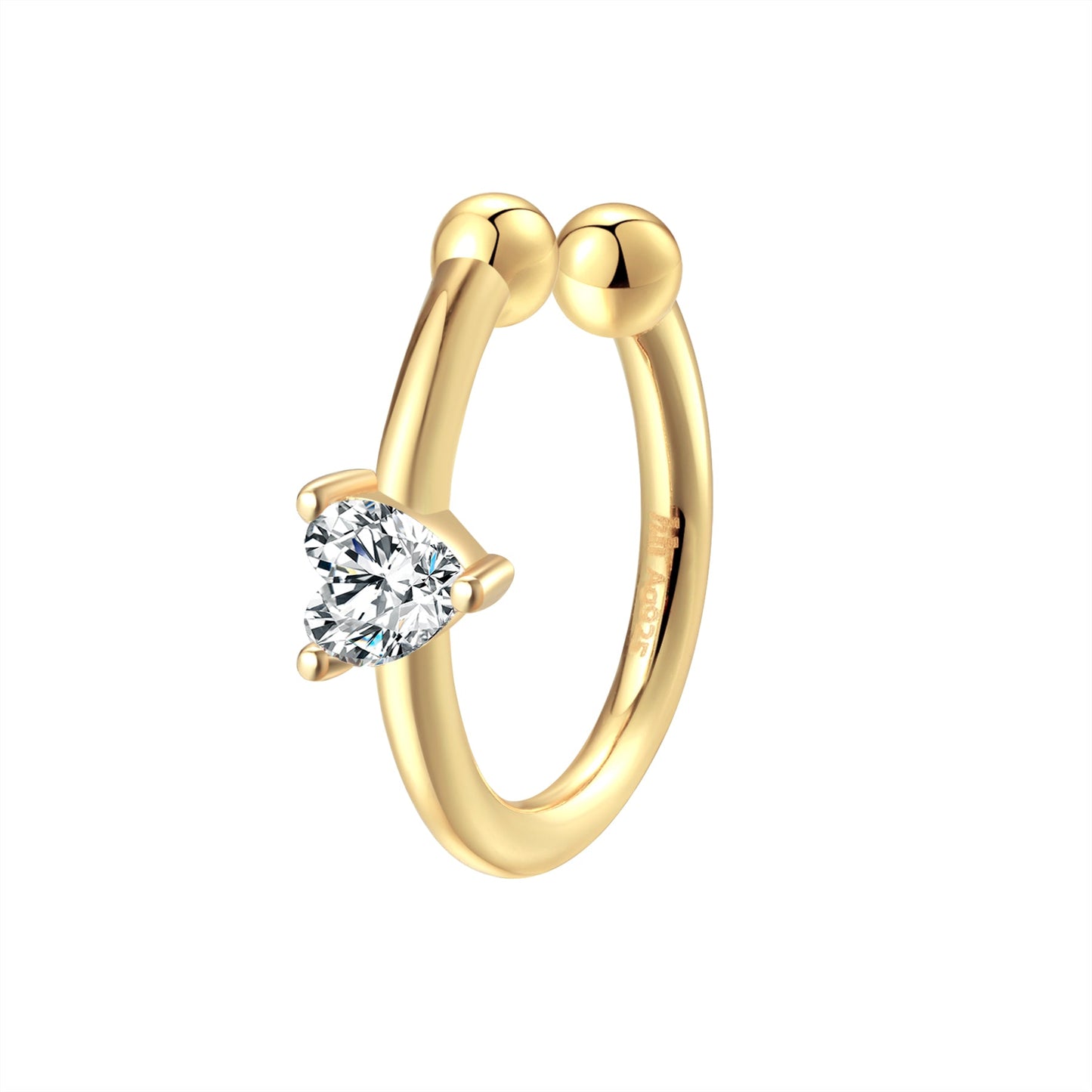 Diamond Heart Ear Cuff Sterling Silver