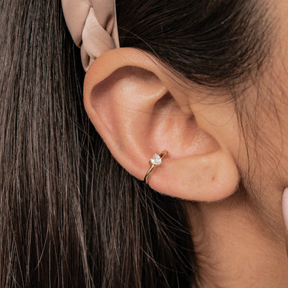 Diamond Heart Ear Cuff Sterling Silver