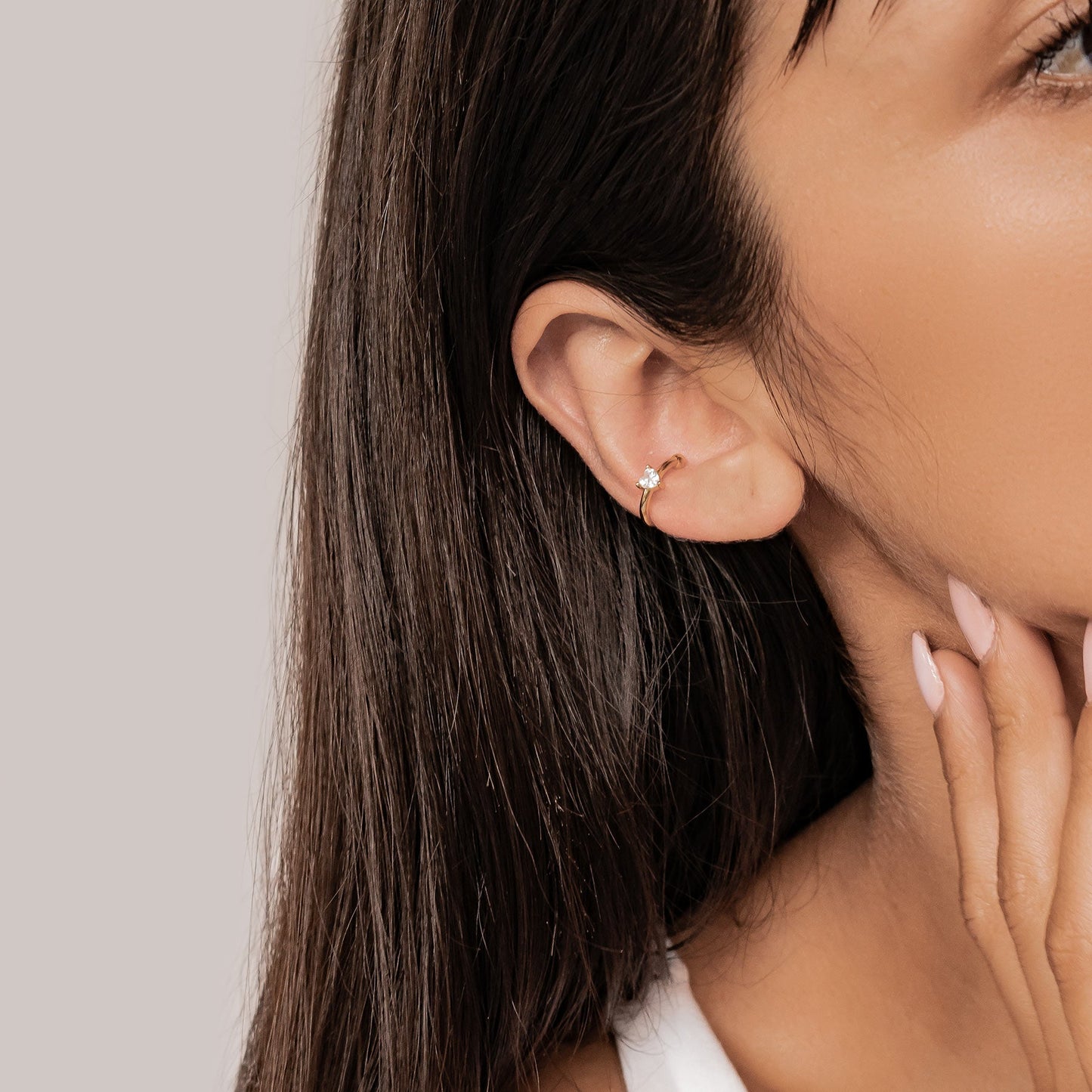 Diamond Heart Ear Cuff Sterling Silver