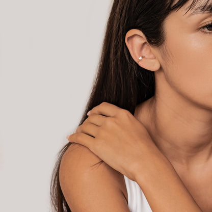 Diamond Heart Ear Cuff Sterling Silver