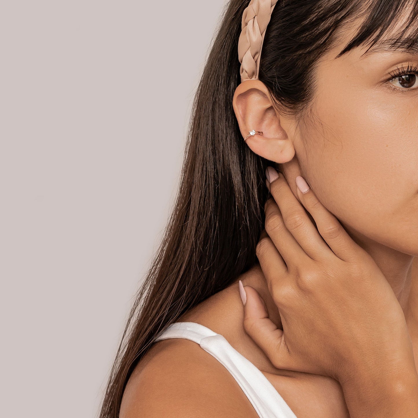 Diamond Heart Ear Cuff Sterling Silver