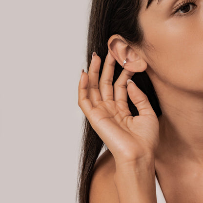 Diamond Heart Ear Cuff Sterling Silver