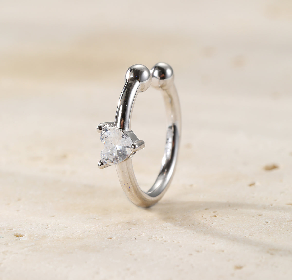 Diamond Heart Ear Cuff Sterling Silver