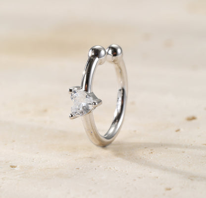 Diamond Heart Ear Cuff Sterling Silver