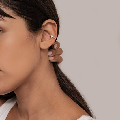 Diamond Heart Ear Cuff Sterling Silver